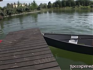 Misha Crossrides Rocco's fuckpole by the lake