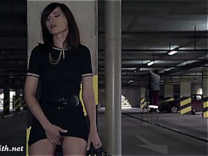 Jeny Smith unsheathing her perfect bod in a parking garage